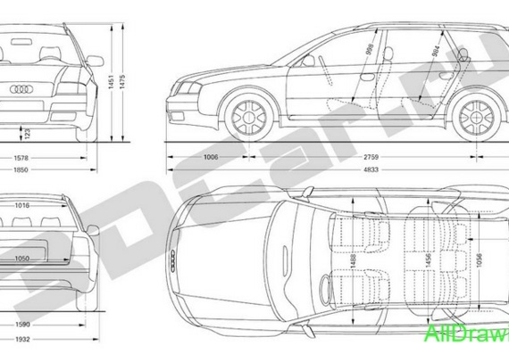 Audi A6 Stationcar (Audi A6 Steishenkar) - drawings (drawings) of the car